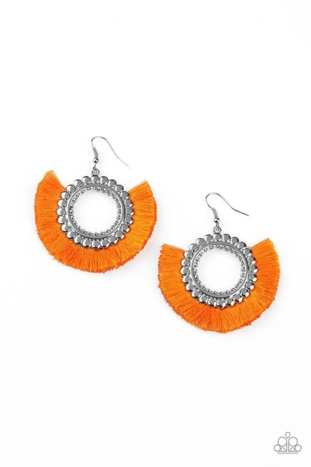 Paparazzi Jewelry Earrings Paparazzi Earring Fringe Fanatic Orange