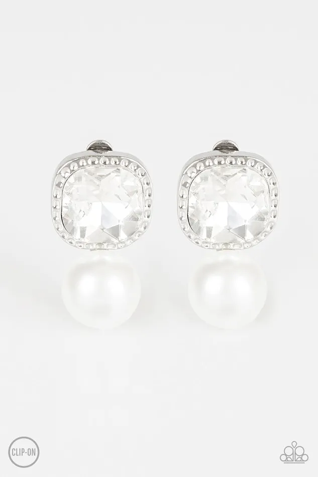 Paparazzi Jewelry Earrings Paparazzi Earring Gatsby Gleam White ClipOn Paparazzi Jewelry Earrings Paparazzi Earring Gatsby Gleam White ClipOn