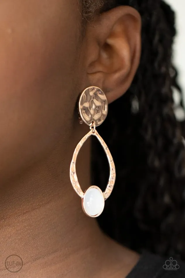Paparazzi Jewelry Earrings Paparazzi Earring Opal Obsession Rose Gold