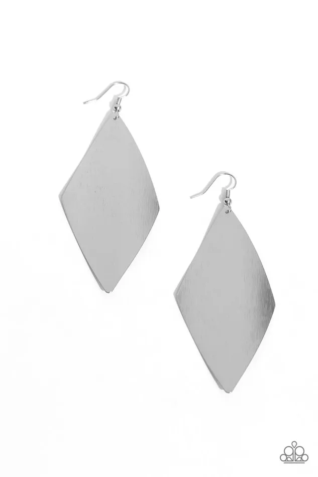 Paparazzi Jewelry Earrings Paparazzi Earring Retro Rally Silver Paparazzi Jewelry Earrings Paparazzi Earring Retro Rally Silver