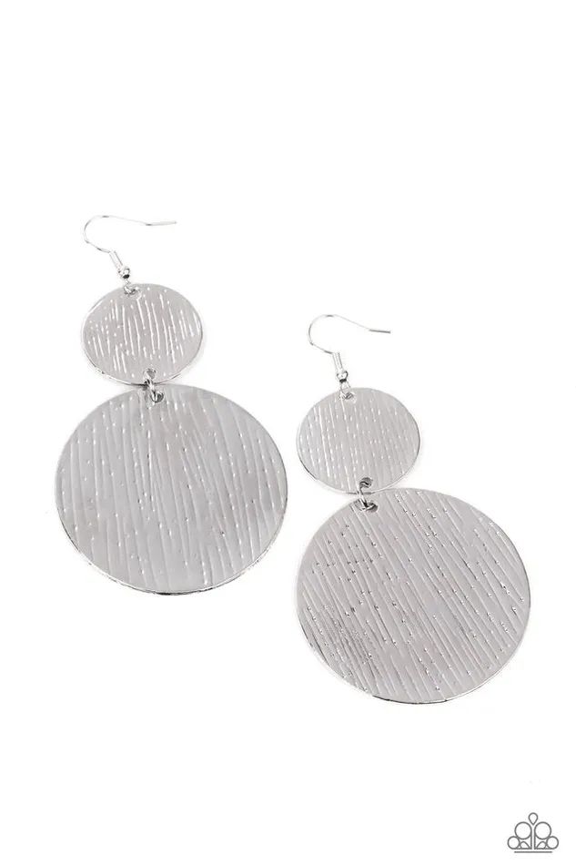 Paparazzi Jewelry Earrings Paparazzi Earring Status CYMBAL Silver Paparazzi Jewelry Earrings Paparazzi Earring Status CYMBAL Silver