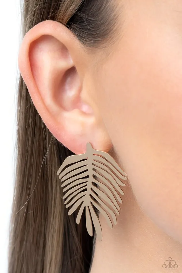 Paparazzi Jewelry Earrings Paparazzi Earring The FROND Row Gold