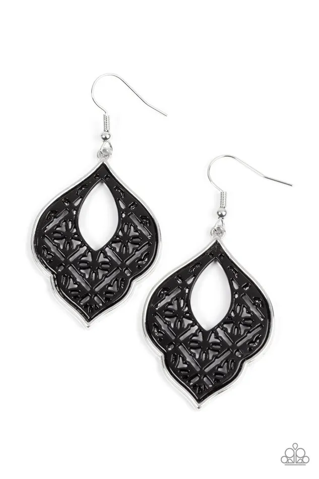 Paparazzi Jewelry Earrings Paparazzi Earring Thessaly Terrace Black