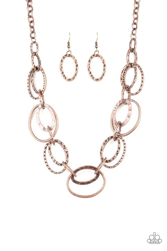 Paparazzi Jewelry Necklaces Paparazzi Necklace Bend OVAL Backwards Copper