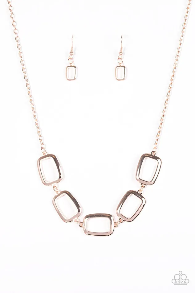 Paparazzi Jewelry Necklaces Paparazzi Necklace Gorgeously Geometric Rose Gold