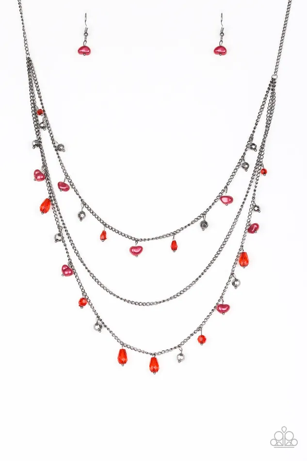 Paparazzi Jewelry Necklaces Paparazzi Necklace Pebble Beach Beauty Red
