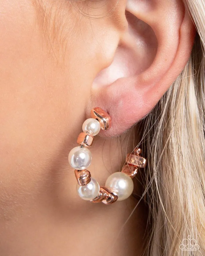 Paparazzi Jewelry Paparazzi Earring Playful Pearls Copper Earrings