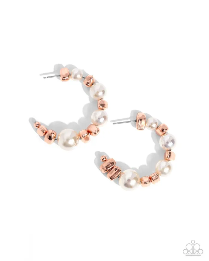 Paparazzi Jewelry Paparazzi Earring Playful Pearls Copper Earrings Paparazzi Jewelry Paparazzi Earring Playful Pearls Copper Earrings