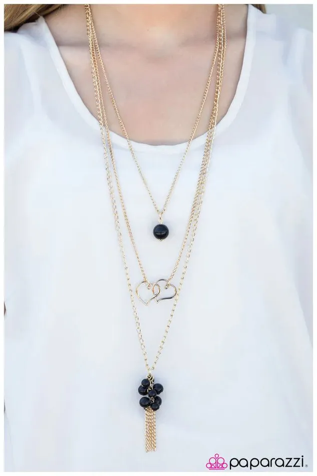 Paparazzi Jewelry Paparazzi Necklace Two Hearts Beat As One Black Necklaces
