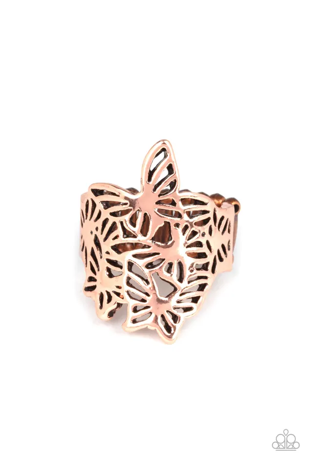 Paparazzi Jewelry Rings Paparazzi Ring Banded Butterflies Copper