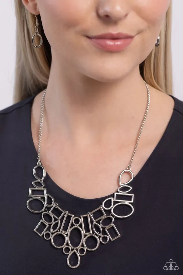 Paparazzi Necklace Geometric Grit Silver Paparazzi Jewelry Necklaces