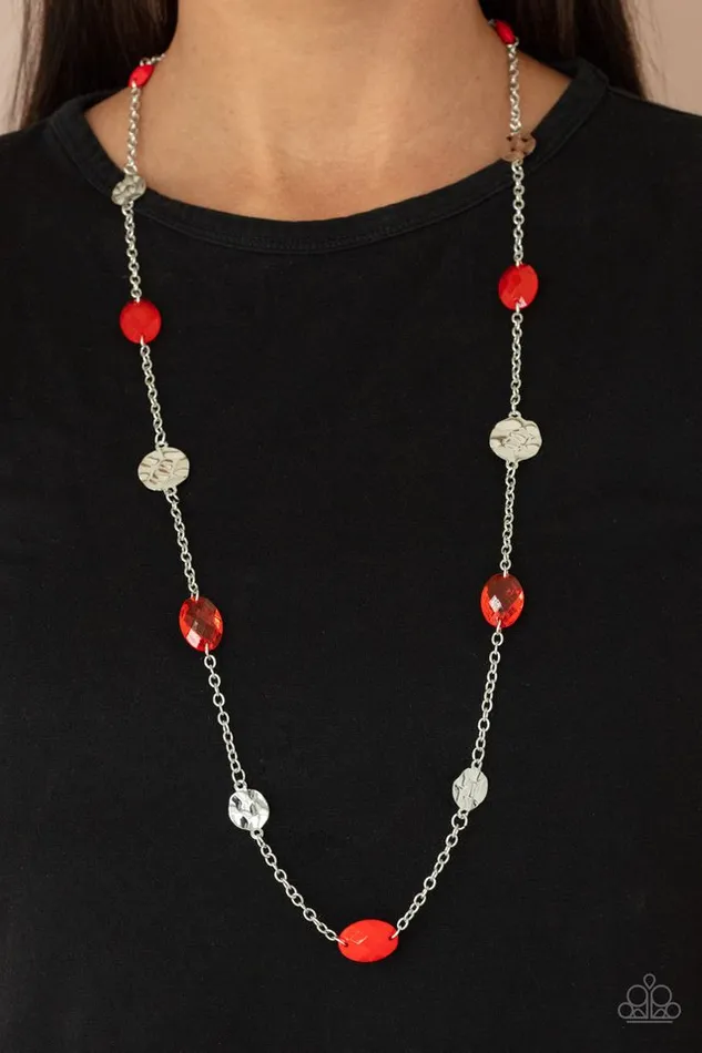 Paparazzi Necklace Glossy Glamorous Red Paparazzi Jewelry Necklaces