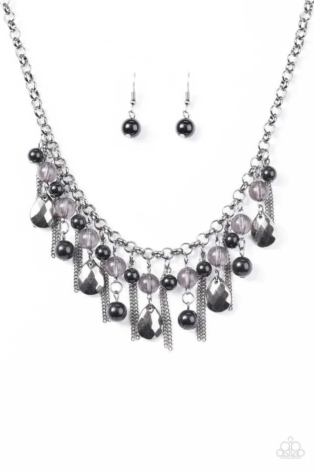 Paparazzi Necklace Here Comes The Storm Black Paparazzi Jewelry Necklaces
