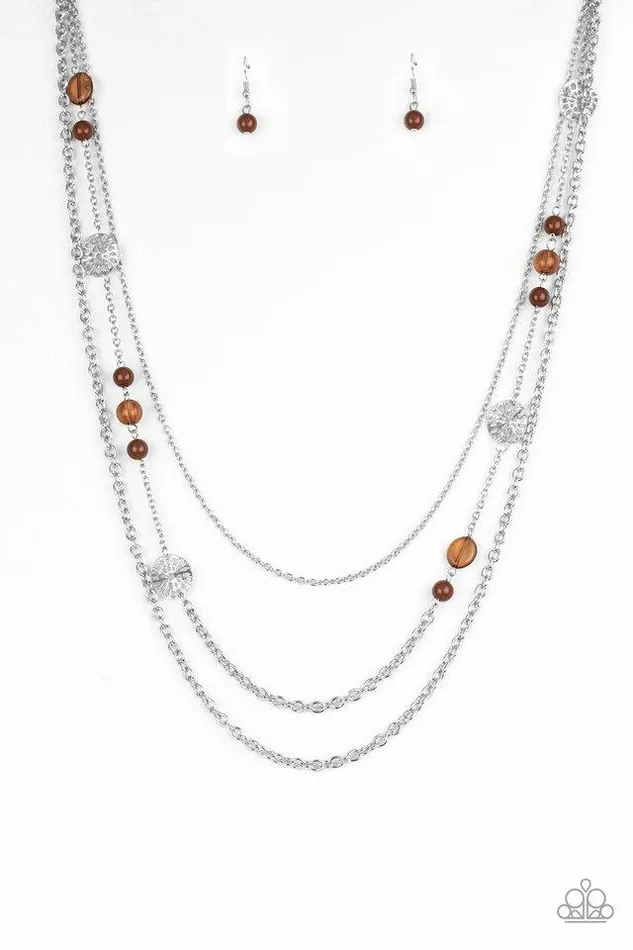 Paparazzi Necklace Pretty Poptastic Brown Paparazzi Jewelry Necklaces