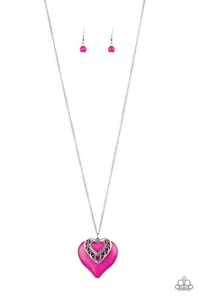 Paparazzi Necklace Southern Heart Pink Paparazzi Jewelry Necklaces