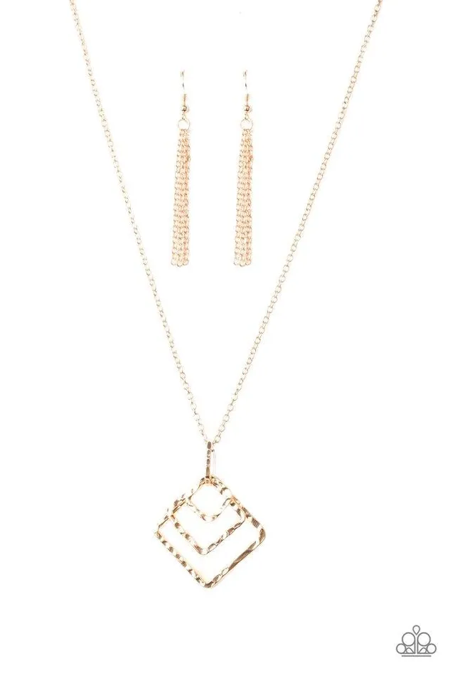 Paparazzi Necklace Square It Up Rose Gold Paparazzi Jewelry Necklaces