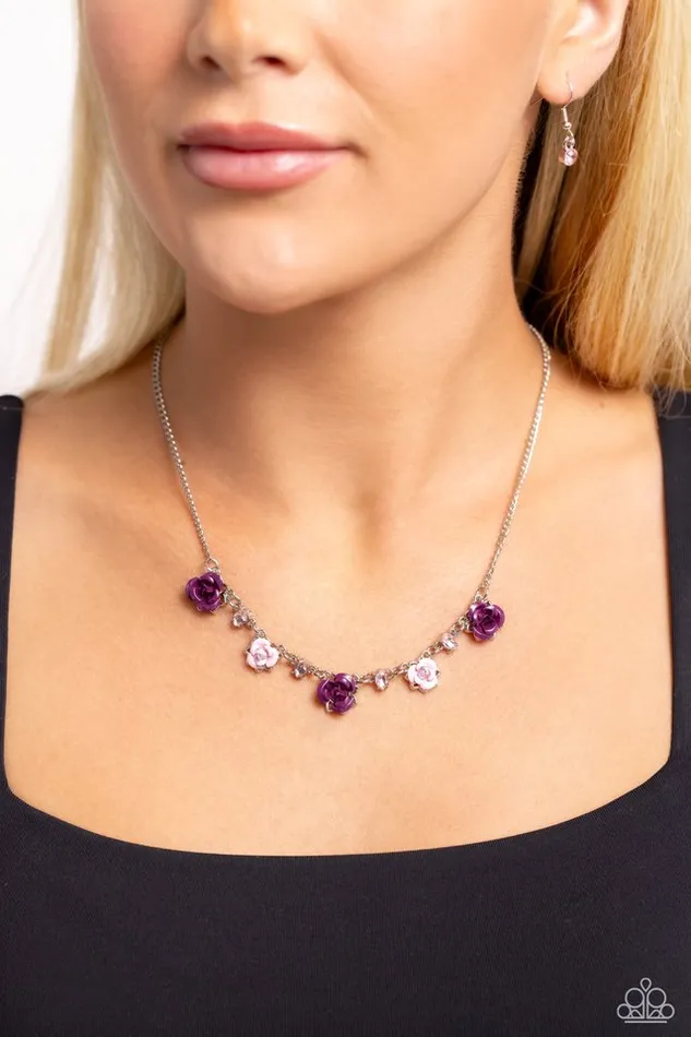 Paparazzi Necklace Strike a ROSE Purple Paparazzi Jewelry Necklaces
