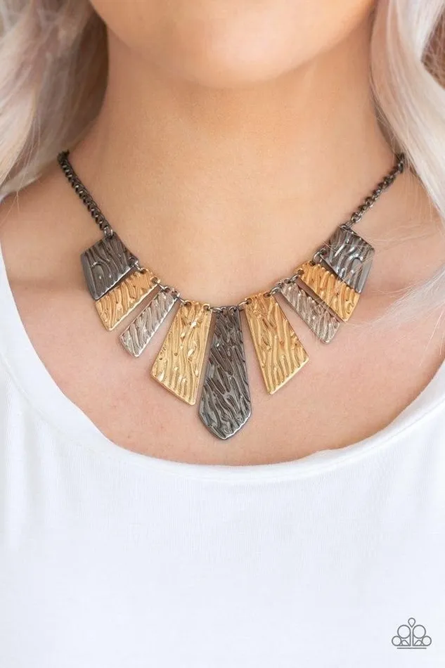 Paparazzi Necklace Texture Tigress Multi Paparazzi Jewelry Necklaces