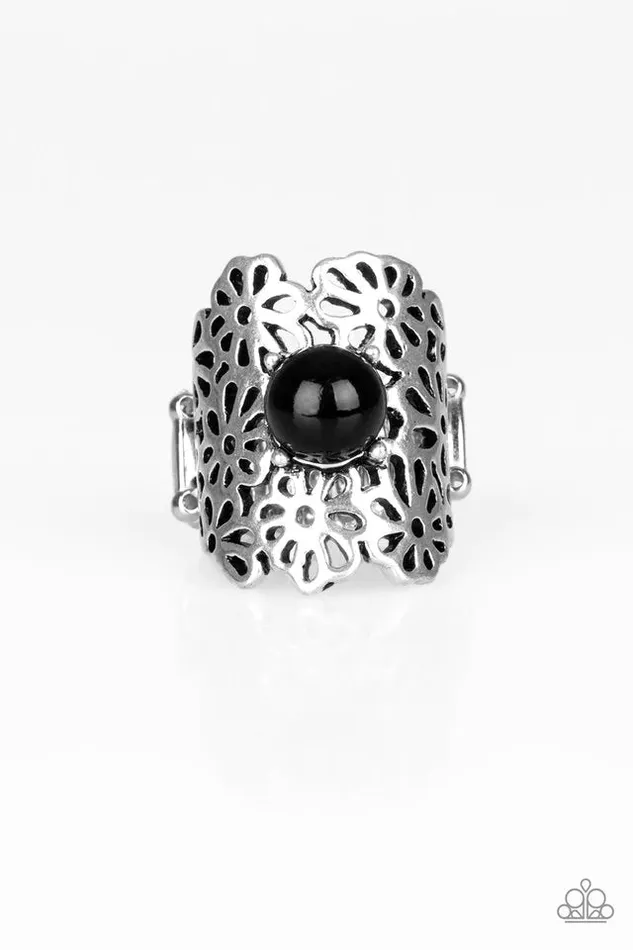 Paparazzi Ring Flower Shower Black Paparazzi Jewelry Rings