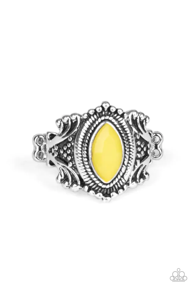 Paparazzi Ring Tangy Texture Yellow Paparazzi Jewelry Rings