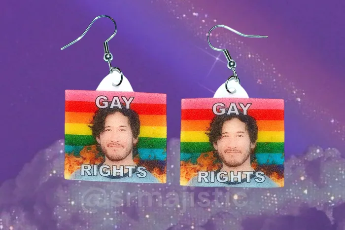 READY TO SHIP Markiplier Flaming Pride Flag Handmade Earrings Sam Makes Things Earrings READY TO SHIP Markiplier Flaming Pride Flag Handmade Earrings Sam Makes Things Earrings