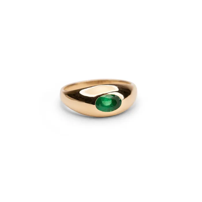 Rings 14k Oval Emerald Dome Ring RG