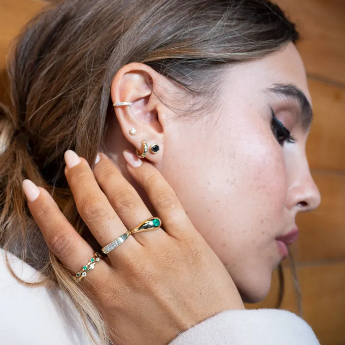 Rings 14k Oval Emerald Dome Ring RG