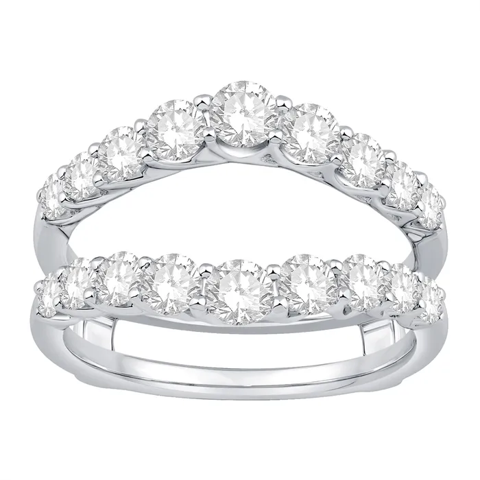 Rings 14K White Gold Curved Diamond Ring Guard Wedding Bands