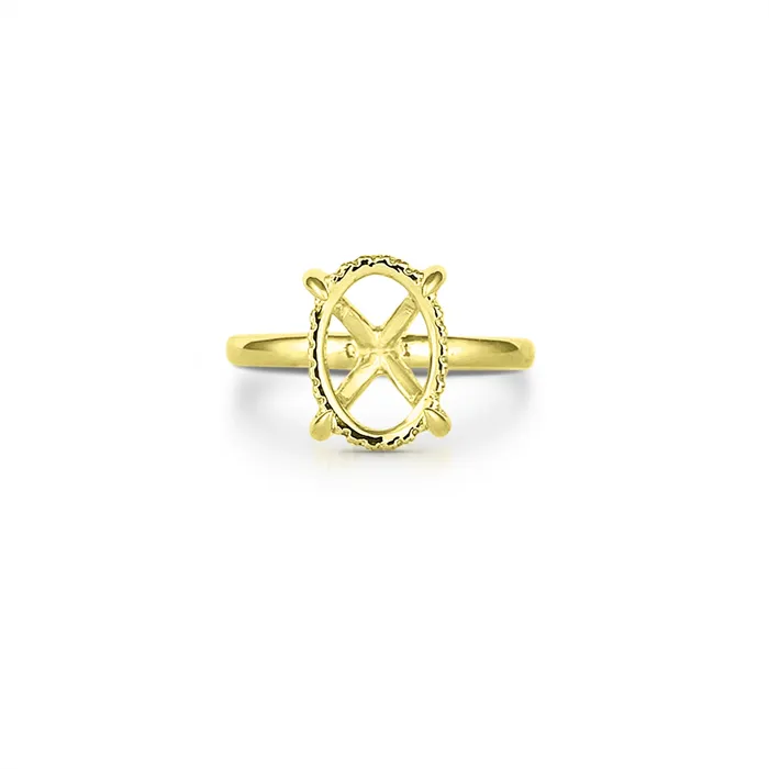 Rings 14K Yellow Gold Semi Mount Ring for Oval Diamond with Hidden Halo Engagement Collections Rings 14K Yellow Gold Semi Mount Ring for Oval Diamond with Hidden Halo Engagement Collections