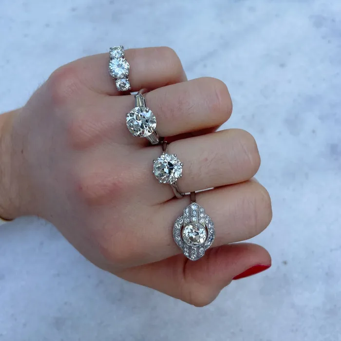 Rings Croghans Estate 342ct J VS1 Old European Cut Diamond Platinum Engagement Ring
