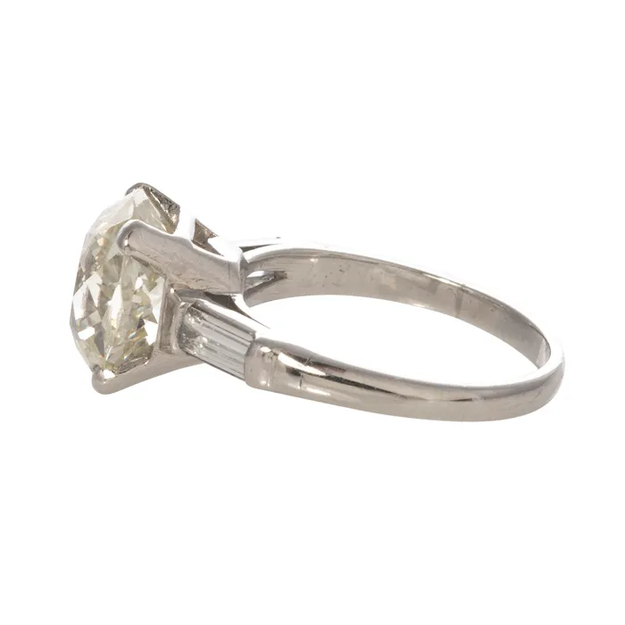 Rings Croghans Estate 426ct Cushion Center 50ct Baguette Side Diamond Platinum Ring