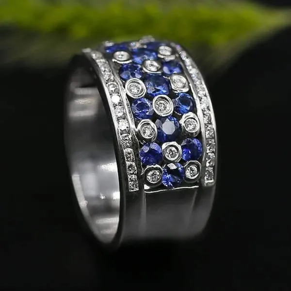 Rings Diamond Source NYC Diffused Blue Sapphire Round Brilliant Diamond Fashion Ring Set in 14K White Gold 100ct tw Rings Diamond Source NYC Diffused Blue Sapphire Round Brilliant Diamond Fashion Ring Set in 14K White Gold 100ct tw