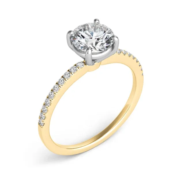 Rings Engagement Collections 14K Yellow Gold Semi Mount Diamond Ring with White Gold Round Basket Head Rings Engagement Collections 14K Yellow Gold Semi Mount Diamond Ring with White Gold Round Basket Head