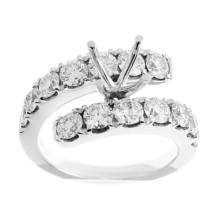 Rings Engagement Collections 18K White Gold Diamond Bypass Semimount Ring Rings Engagement Collections 18K White Gold Diamond Bypass Semimount Ring