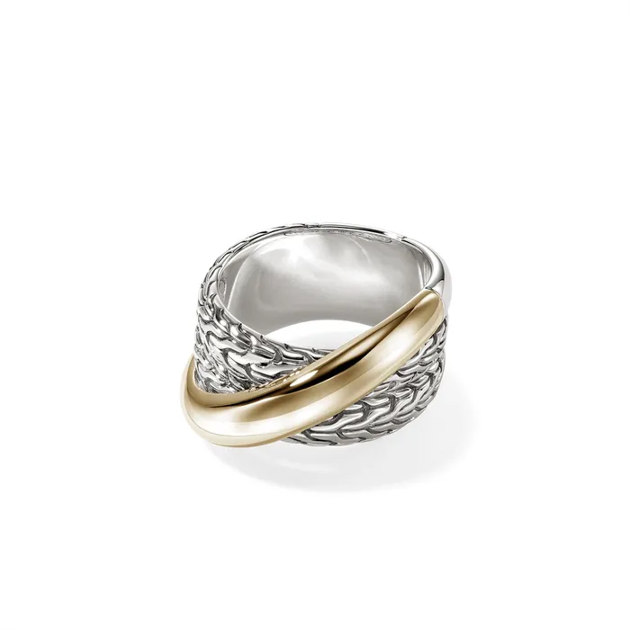 Rings John Hardy John Hardy Essentials Silver and 14K Gold 125mm Crossover Ring Rings John Hardy John Hardy Essentials Silver and 14K Gold 125mm Crossover Ring