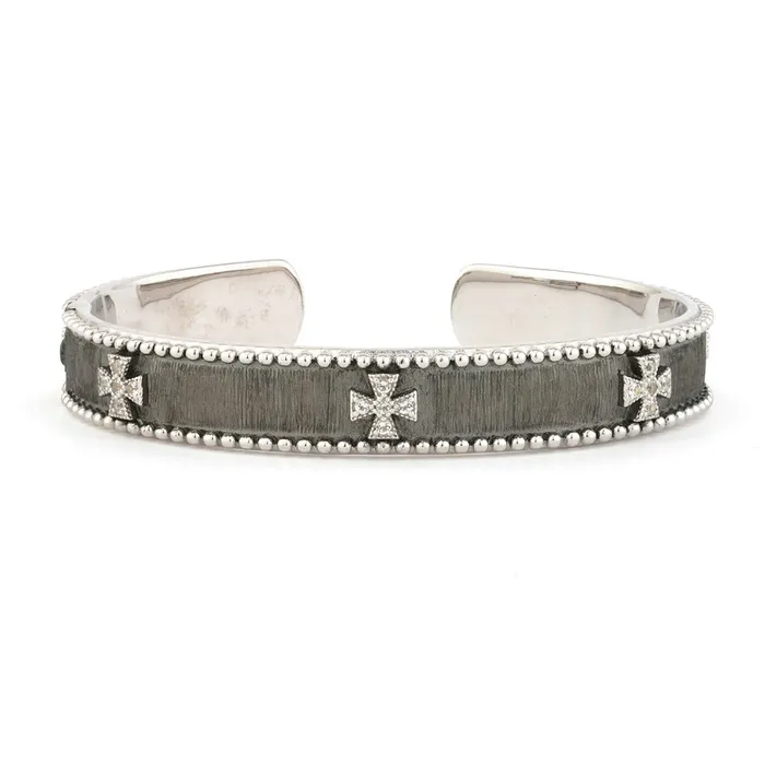 Rings Jude Frances Jude Frances Sterling Silver Narrow Beaded Maltese Cuff