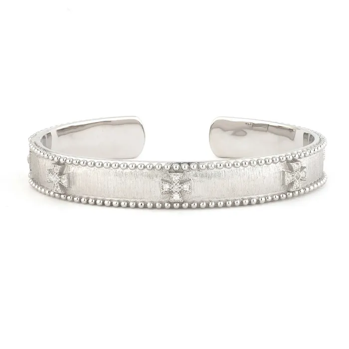 Rings Jude Frances Jude Frances Sterling Silver Narrow Beaded Maltese Cuff