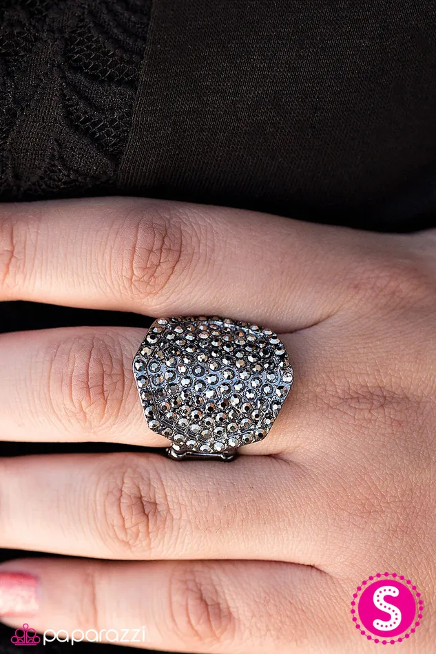 Rings Paparazzi Ring Shield Of Sparkle Black Paparazzi Jewelry