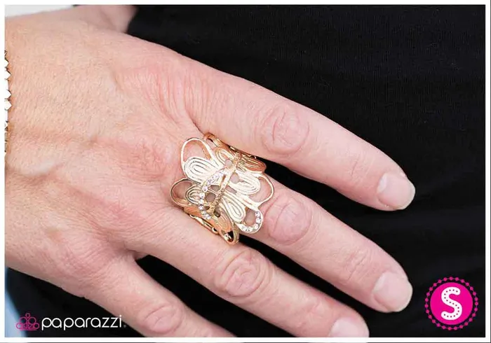 Rings Paparazzi Ring Skirting the Issue Gold Paparazzi Jewelry