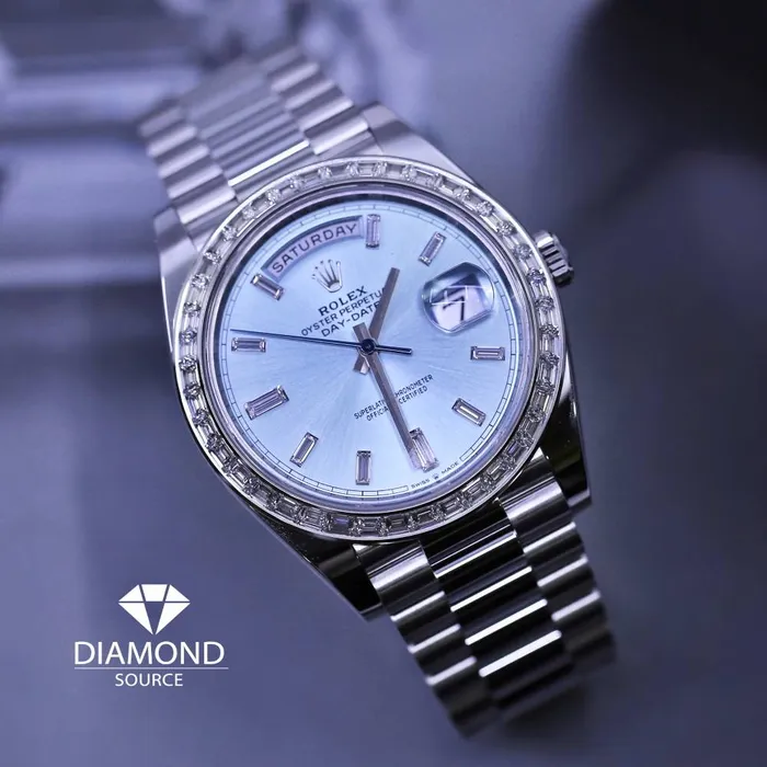 Rolex Bracelets Rolex Day Date 40mm Ref 228396tbr0002 Ice Blue Diamond Dial Platinum President Bracelet Mens Watch