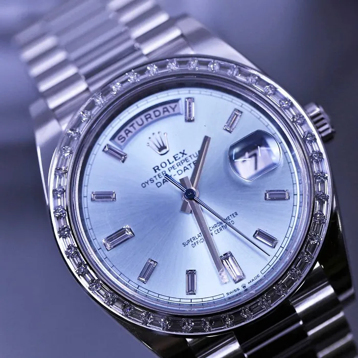 Rolex Bracelets Rolex Day Date 40mm Ref 228396tbr0002 Ice Blue Diamond Dial Platinum President Bracelet Mens Watch