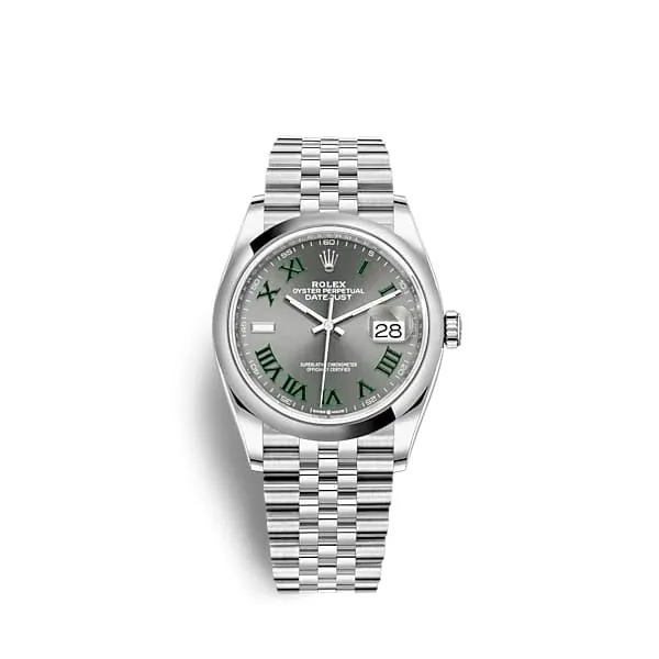 Rolex Datejust 36mm Ref 1262000017 Slate Grey Wimbledon Roman Dial Stainless Steel Jubilee Bracelet Watch Rolex Bracelets Rolex Datejust 36mm Ref 1262000017 Slate Grey Wimbledon Roman Dial Stainless Steel Jubilee Bracelet Watch Rolex Bracelets
