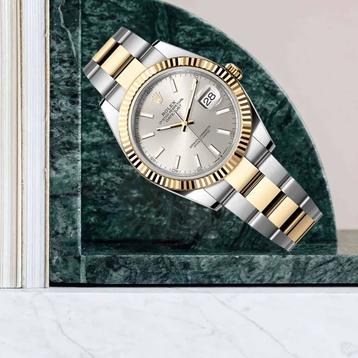 Rolex Datejust 41mm Ref 1263330001 Silver Diamond Dial Two Tone Stainless Steel 18K Yellow Gold Oyster Bracelet Mens Watch Rolex Bracelets