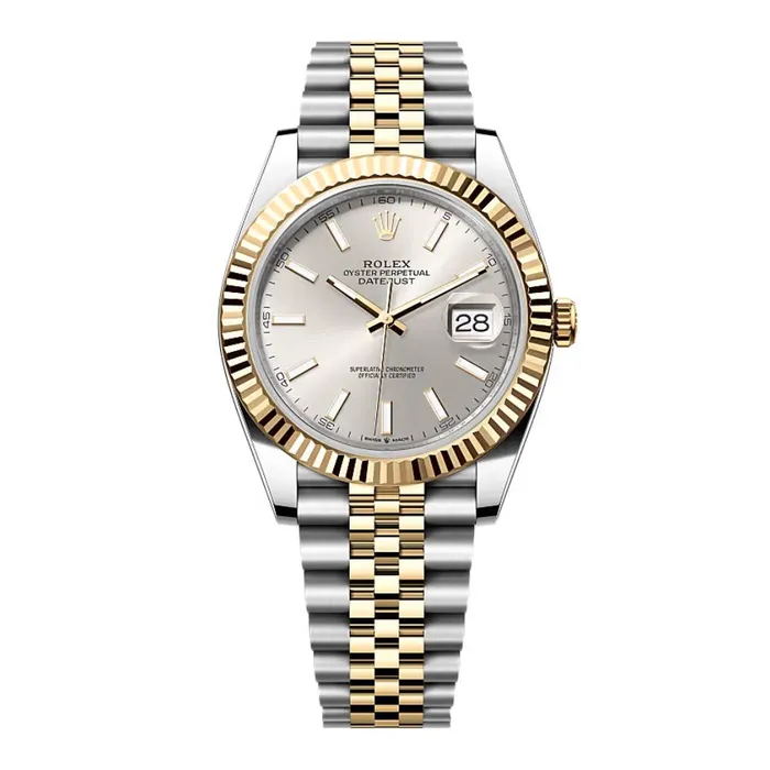 Rolex Datejust 41mm Ref 1263330002 Silver Diamond Dial Two Tone Stainless Steel 18K Yellow Gold Jubilee Bracelet Mens Watch Rolex Bracelets Rolex Datejust 41mm Ref 1263330002 Silver Diamond Dial Two Tone Stainless Steel 18K Yellow Gold Jubilee Bracelet Mens Watch Rolex Bracelets