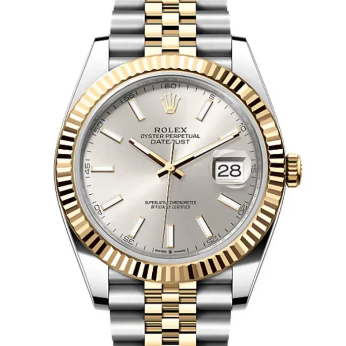 Rolex Datejust 41mm Ref 1263330002 Silver Diamond Dial Two Tone Stainless Steel 18K Yellow Gold Jubilee Bracelet Mens Watch Rolex Bracelets