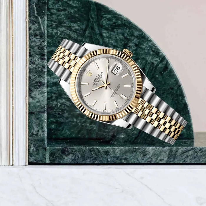 Rolex Datejust 41mm Ref 1263330002 Silver Diamond Dial Two Tone Stainless Steel 18K Yellow Gold Jubilee Bracelet Mens Watch Rolex Bracelets