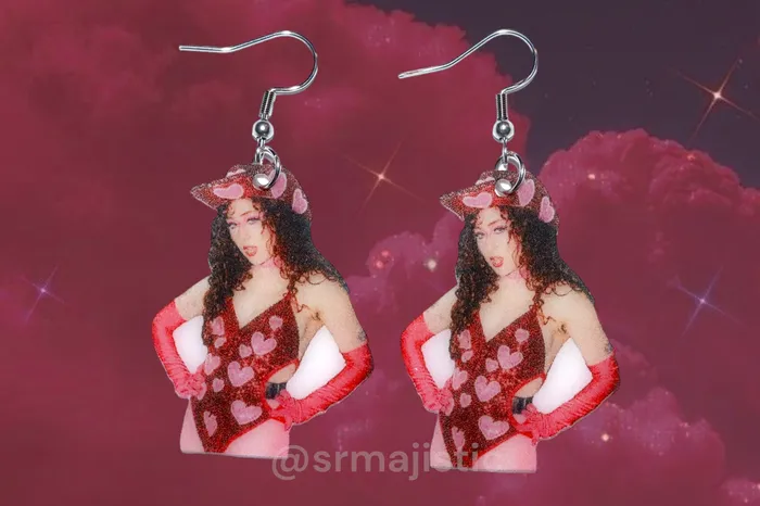 Sam Makes Things Chappell Roan in a Pink Heart Cowboy Outfit Cute Aesthetic Handmade Earrings Earrings Sam Makes Things Chappell Roan in a Pink Heart Cowboy Outfit Cute Aesthetic Handmade Earrings Earrings
