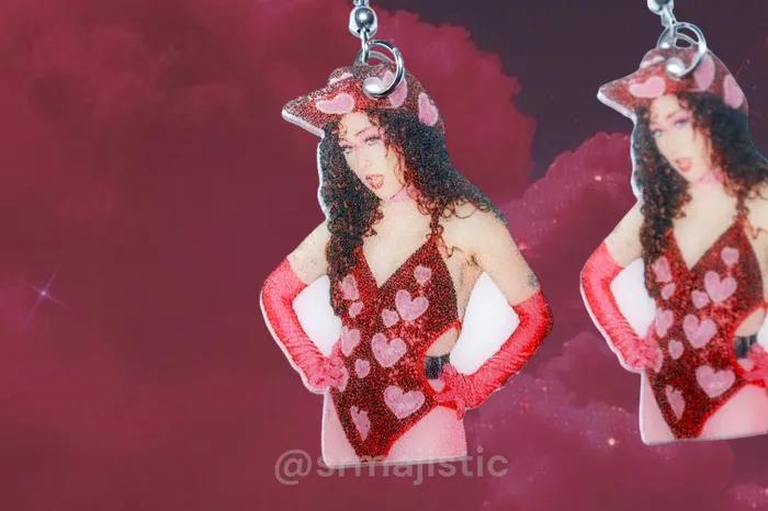 Sam Makes Things Chappell Roan in a Pink Heart Cowboy Outfit Cute Aesthetic Handmade Earrings Earrings Sam Makes Things Chappell Roan in a Pink Heart Cowboy Outfit Cute Aesthetic Handmade Earrings Earrings