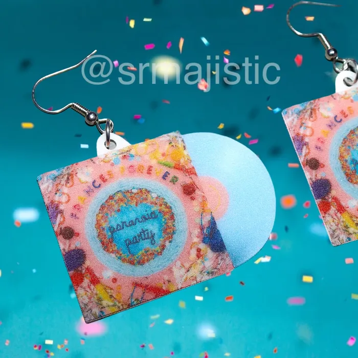 Sam Makes Things Earrings Frances Forever Paranoia Party Vinyl Album Handmade Earrings