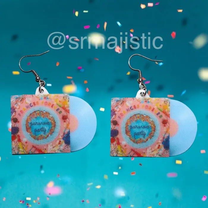 Sam Makes Things Earrings Frances Forever Paranoia Party Vinyl Album Handmade Earrings